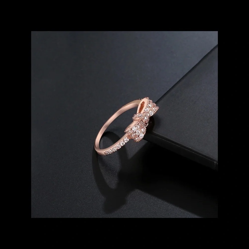 Bow Dainty Ring l Costume Jewelry l ROSE GOLD CUBIC ZIRCONIUM RINGS